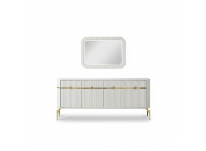 Buffet Design Miroir Meuble Console Bois Salon Designers