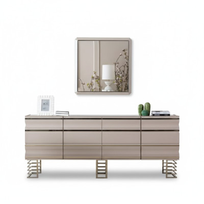 Salon beige Buffet Miroir Design Meubles Console Bois Designer