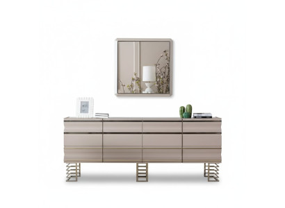 Salon beige Buffet Miroir Design Meubles Console Bois Designer