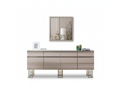 Salon beige Buffet Miroir Design Meubles Console Bois Designer