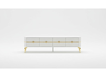 Meuble TV pour le salon Armoire TV Télévision Style Moderne Blanc Luxe Bois
