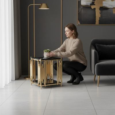 Table d'appoint Salon Meubles Matériau acier inoxydable noir Design