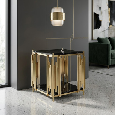 Table d'appoint Salon Meubles Matériau acier inoxydable noir Design