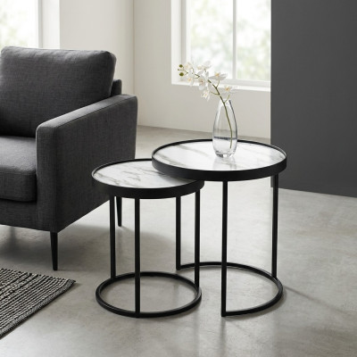 Tables d'appoint 2x Table basse Table basse Table d'appoint en acier inoxydable