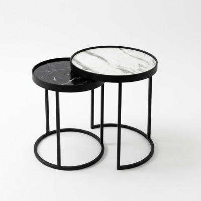 Tables d'appoint 2x Table basse Table basse Table d'appoint en acier inoxydable