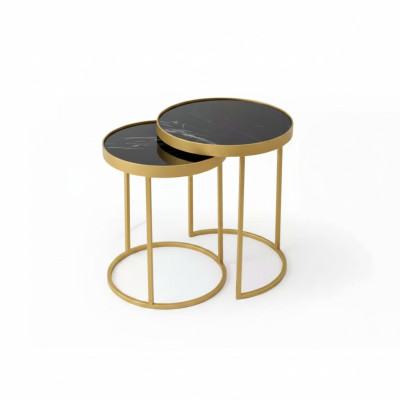 Table d'appoint dorée Matériel de mobilier de salon en acier inoxydable Design nouveau