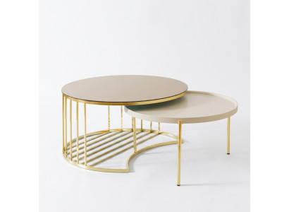 2 tables basses modernes en acier inoxydable Table basse Table de salon nouvelle or