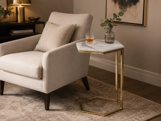 Table d'appoint Salon Mobilier Matériau Acier inoxydable or acier inoxydable Design