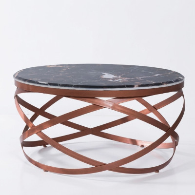 Table basse ronde Mobilier de luxe noir et moderne de nouveau design brun pour salon.