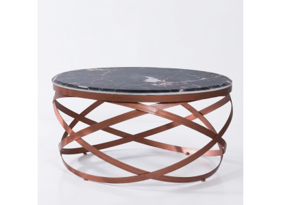 Table basse ronde Mobilier de luxe noir et moderne de nouveau design brun pour salon.