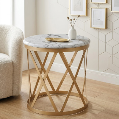 Table d'appoint pour salon en or, Mobilier moderne en acier inoxydable, Design nouveau