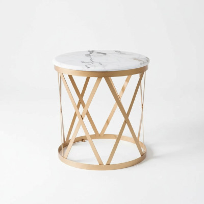 Table d'appoint pour salon en or, Mobilier moderne en acier inoxydable, Design nouveau