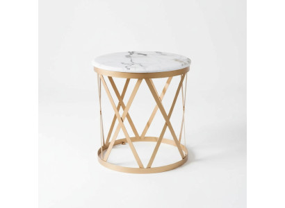 Table d'appoint pour salon en or, Mobilier moderne en acier inoxydable, Design nouveau