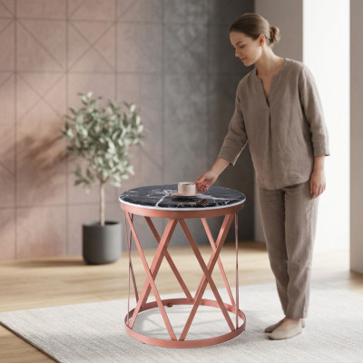 Table d'appoint de salon de luxe, mobilier de luxe, table design marron neuve.
