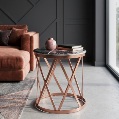 Table d'appoint de salon de luxe, mobilier de luxe, table design marron neuve.