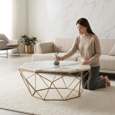 Table basse Mobilier Table hGold Luxe nouveau Design de salon moderne en métal