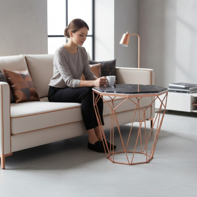 Table d'appoint Salon Mobilier de luxe Matériau Métal noir Design