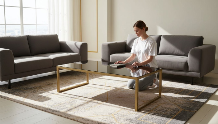 Table basse Table de salon Table de canapé Design en acier inoxydable Or Moderne
