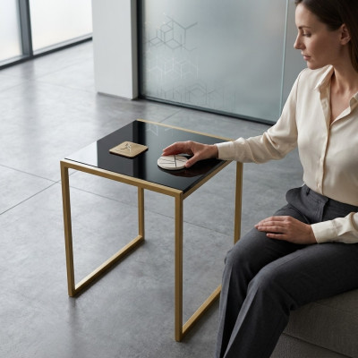 Table d'appoint de salon Mobilier Style Moderne Matériau en acier inoxydable Design
