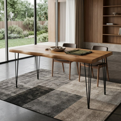 Salle à manger Table de salle à manger Mobilier de luxe Table de cuisine en bois neuve Table brune Moderne