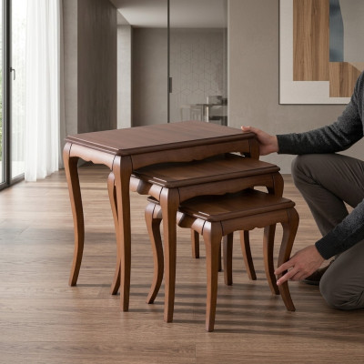 Table d'appoint 3x brun Mobilier de salon Matériau acier inoxydable Design nouveau