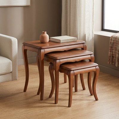 Table d'appoint 3x brun Mobilier de salon Matériau acier inoxydable Design nouveau