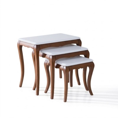 Table d'appoint 3x Mobilier de salon Matériau Bois Blanc Design Moderne