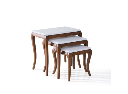Table d'appoint 3x Mobilier de salon Matériau Bois Blanc Design Moderne