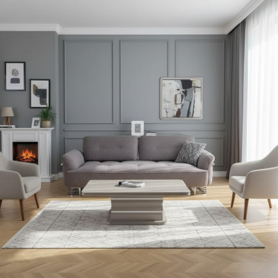 Canapé 3 places Textile Salon Design Moderne Nouveau Luxe Blanc gris
