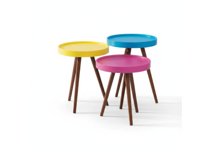 Table d'appoint 3x marron Mobilier de salon Matériau Bois Design neuf
