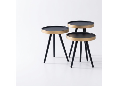 Table d'appoint élégante Table de canapé Table basse Ronde Bois neuf Noir