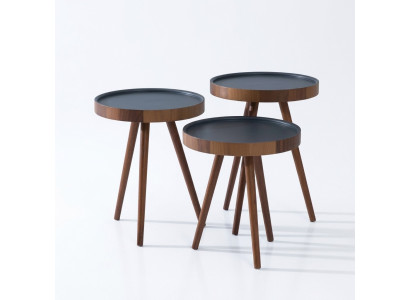 Table d'appoint 3 pièces marron Table de salon Table ronde moderne de luxe