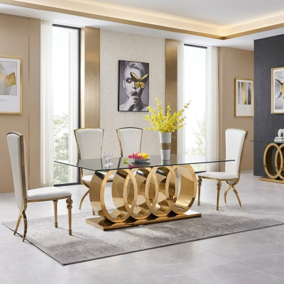 Table à manger moderne Table en acier inoxydable Tables de salle à manger Mobilier design Tables