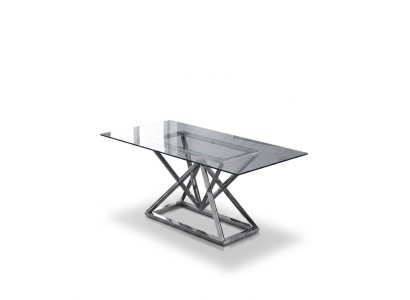 Salle à manger design Table en verre moderne Tables en acier inoxydable Cadre en acier inoxydable