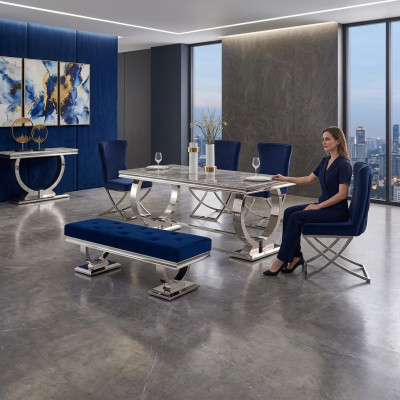 Table à manger rectangulaire de designer Mobilier de salle à manger Tables en acier inoxydable de luxe