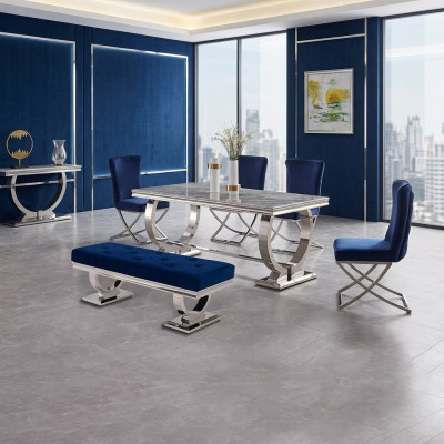 Table à manger rectangulaire de designer Mobilier de salle à manger Tables en acier inoxydable de luxe