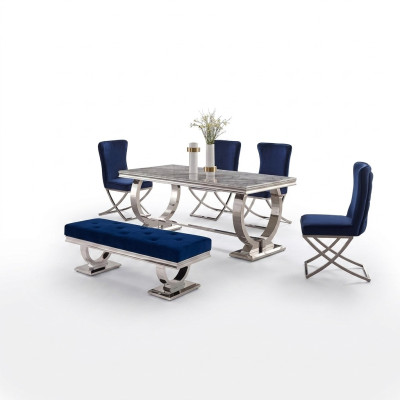Table à manger rectangulaire de designer Mobilier de salle à manger Tables en acier inoxydable de luxe