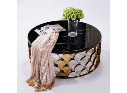 Table basse en café noir Table basse de salon Table en acier inoxydable DEDesigner Table dorée