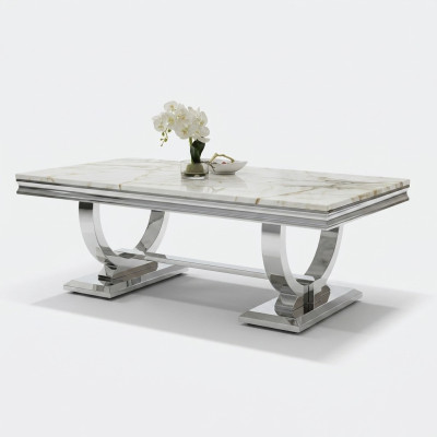 Table basse moderne grise en acier inoxydable tables de salon design de luxe