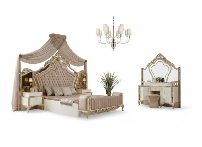 Chambre complète Lit 2x Tables de chevet Commode avec miroir 4 pièces neuves
