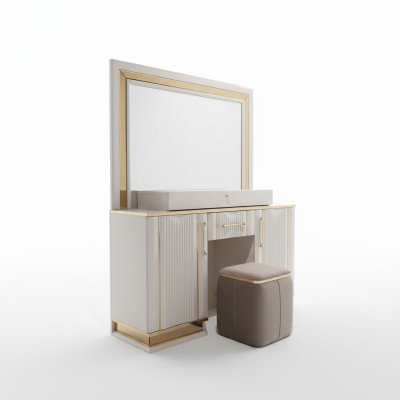 Ensemble de chambre Coiffeuse avec miroir Tabouret Design Luxe neuf 2 pièces