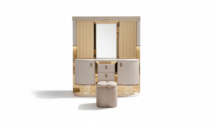 Chambre Set Luxe Coiffeuse avec Miroir Tabouret Design nouveau 2 pièces