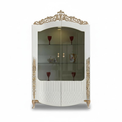 Vitrine étagère sur pied nouveau Design de salon Mobilier moderne en bois / verre Blanc