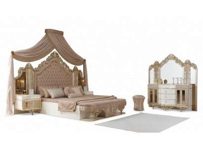 Ensemble de chambre à coucher Lit 2x Tables de chevet Coiffeuse avec miroir de luxe nouveau