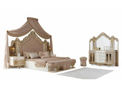 Ensemble de chambre à coucher Lit 2x Tables de chevet Coiffeuse avec miroir de luxe nouveau