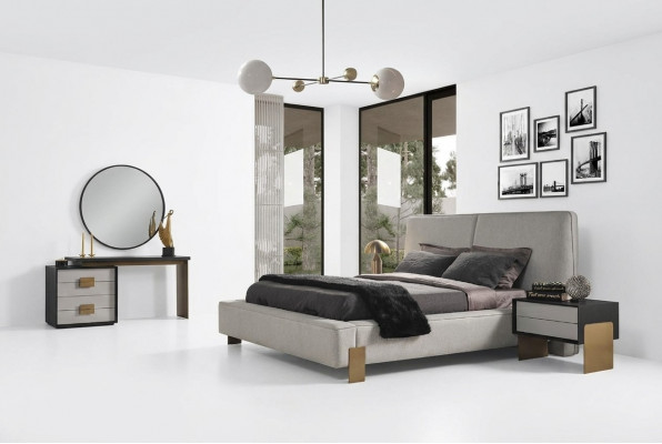 Ensemble de chambre à coucher Lit 2x Tables de chevet Coiffeuse Luxe neuf 5 pièces