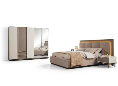 Ensemble de chambre à coucher Lit 2x tables de chevet Armoire Luxe neuf 4 pièces