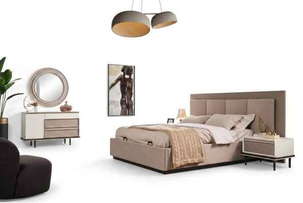 Ensemble de chambre à coucher Lit 2xTables de nuit Coiffeuse Nouveau design de luxe 5 pièces