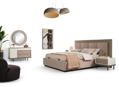 Ensemble de chambre à coucher Lit 2xTables de nuit Coiffeuse Nouveau design de luxe 5 pièces