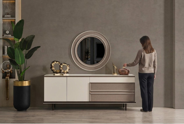 Mobilier de salle à manger de designer Buffet en bois Miroir de luxe Commode Buffet